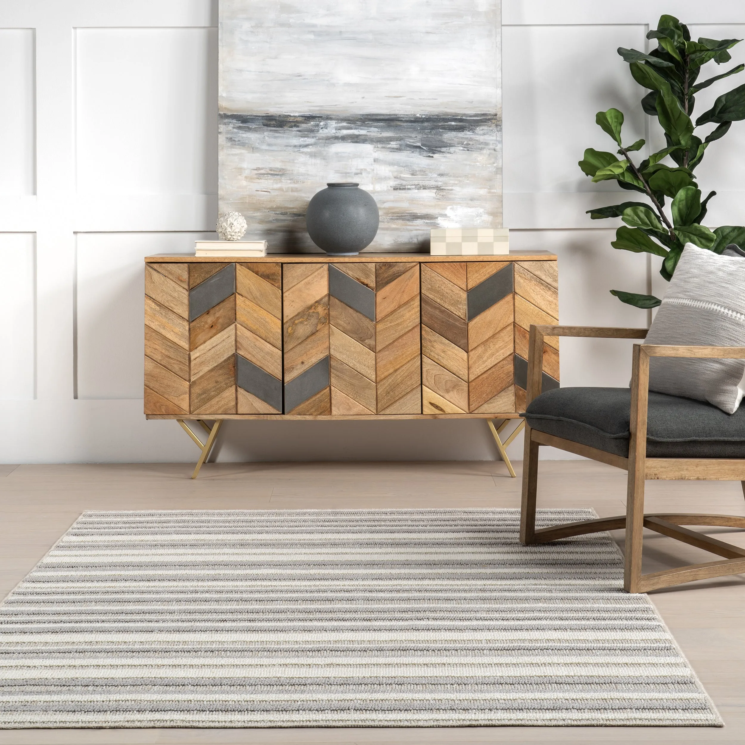 nuLOOM Kerensa Striped Machine Washable Area Rug