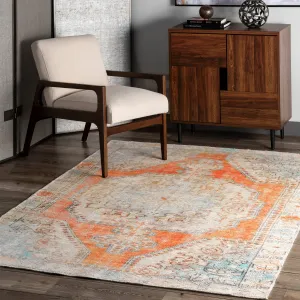 nuLOOM Khloe Printed Snowflake Medallion Flatweave Area Rug Area Rugs final clearance