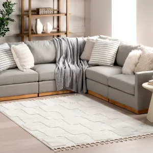 nuLOOM Magnolia High-Low Geometric Tasseled Area Rug Area Rugs value picks