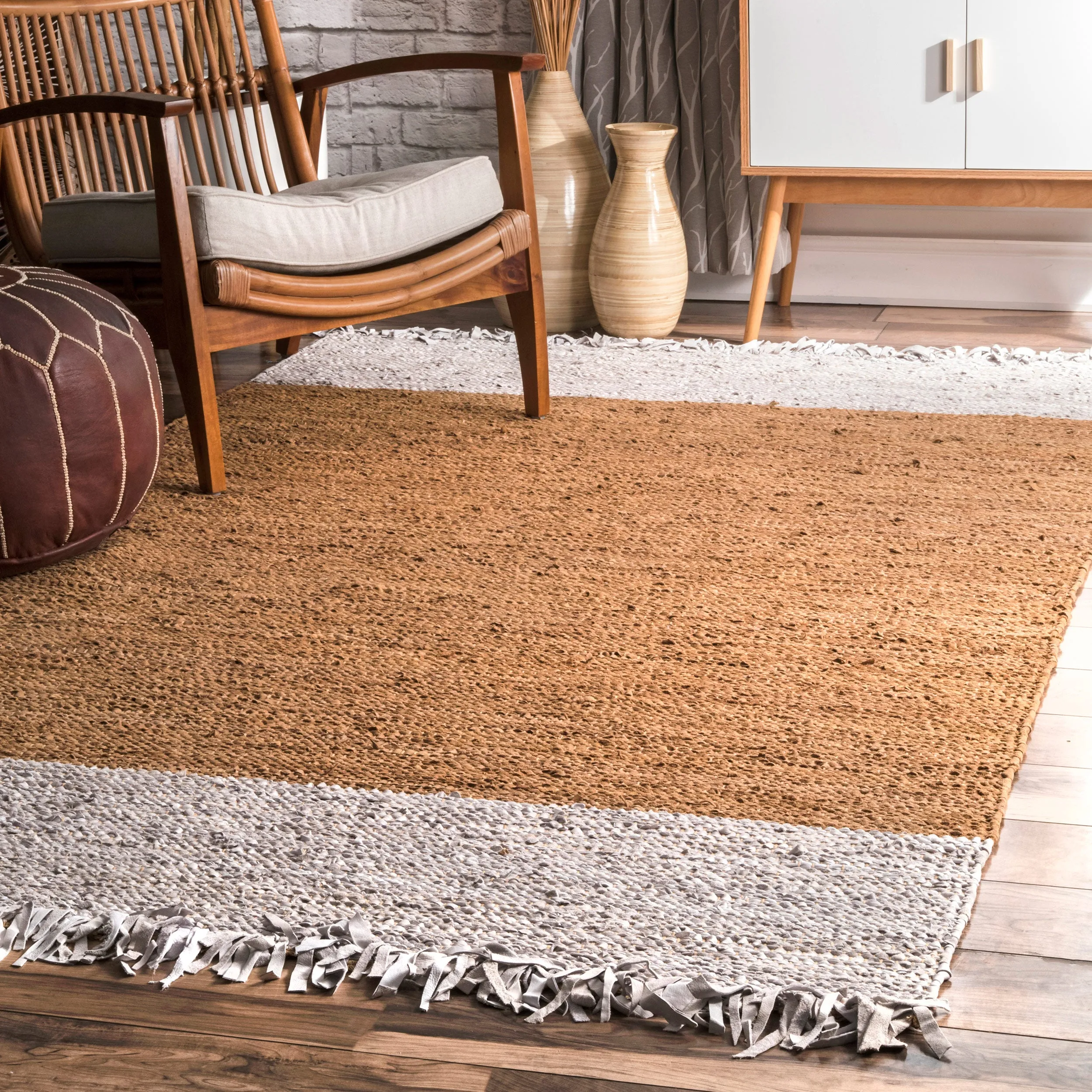nuLOOM Otha Modern Leather Tassel Area Rug