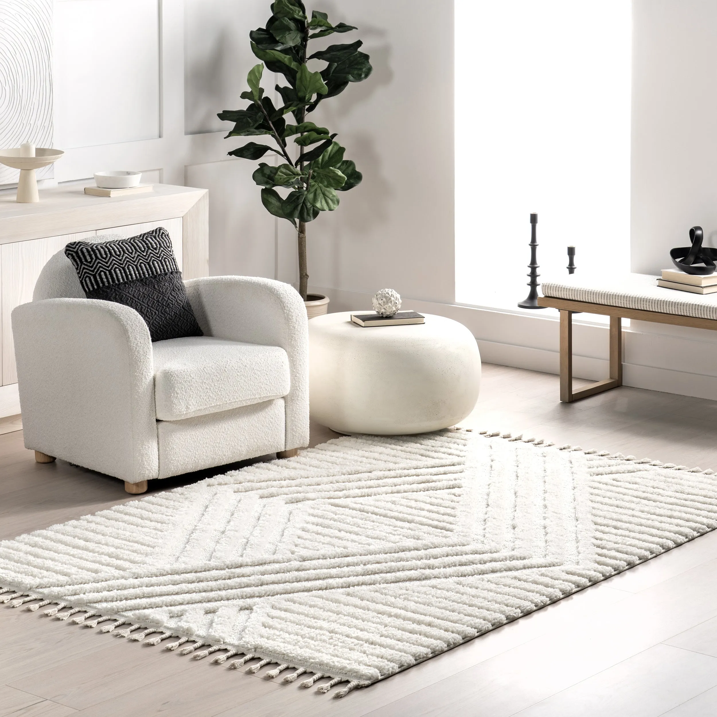 nuLOOM Risette Geometric Shag Tassel Area Rug Area Rugs value picks