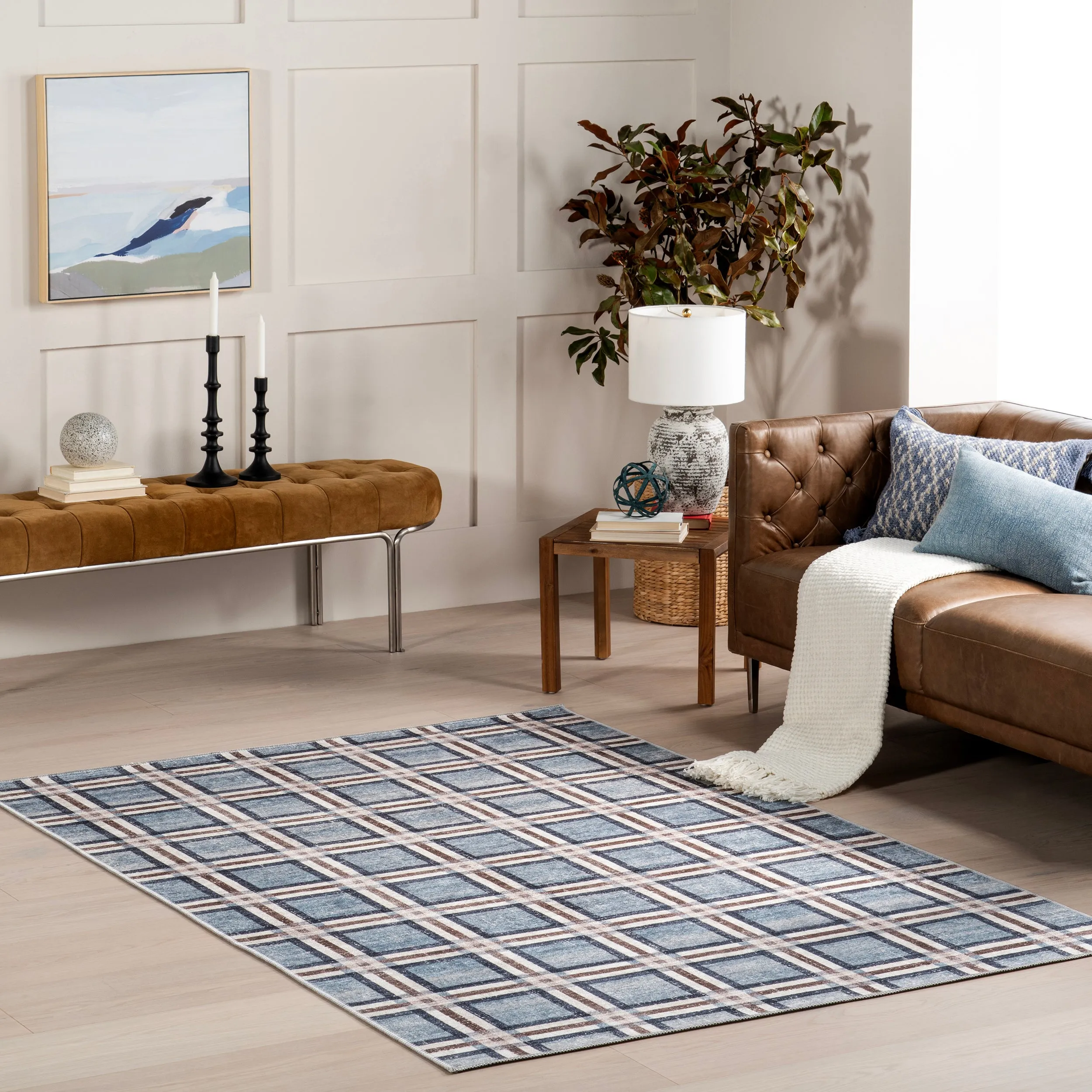 nuLOOM Steph Windowpane Plaid Machine Washable Area Rug Area Rugs holiday deals