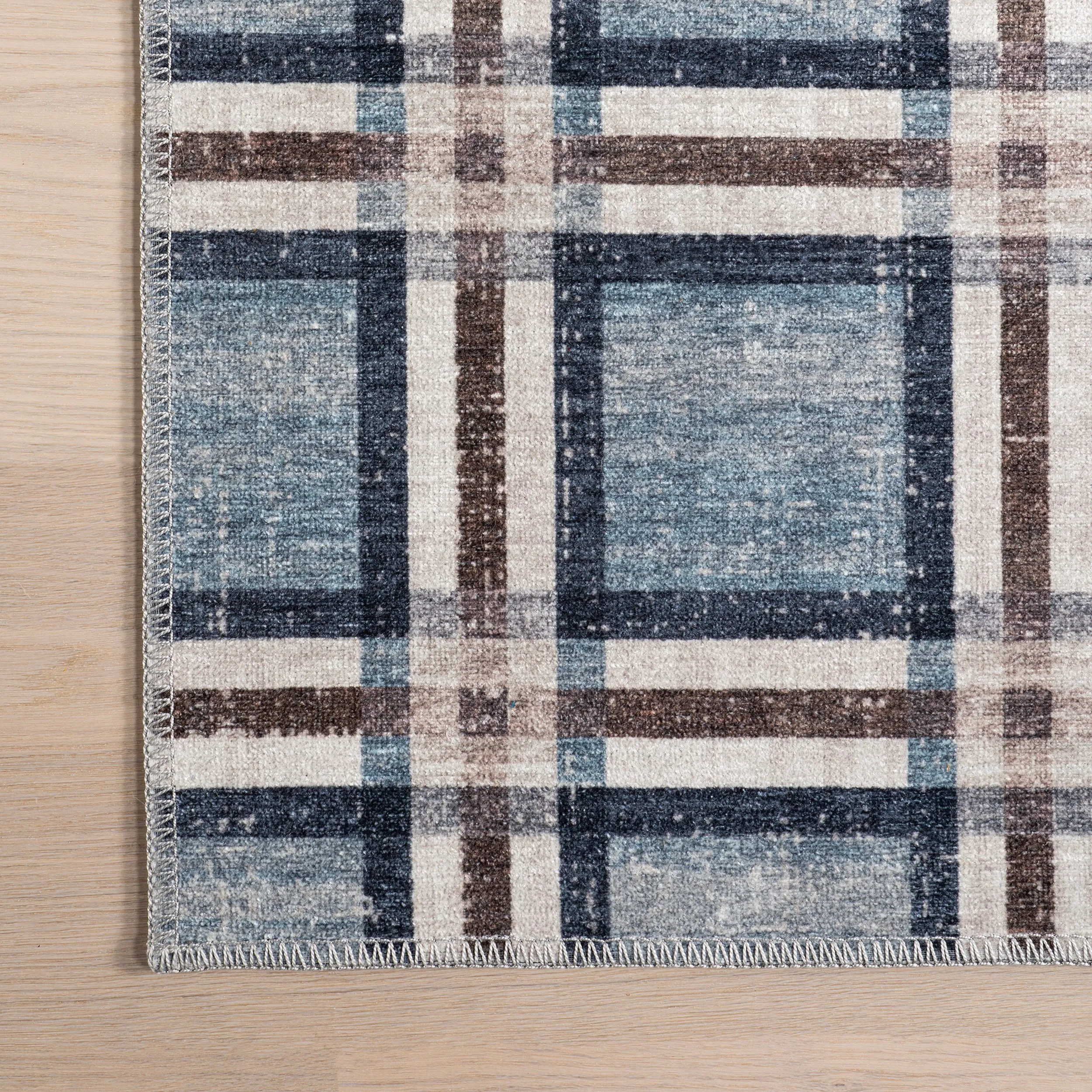 nuLOOM Steph Windowpane Plaid Machine Washable Area Rug