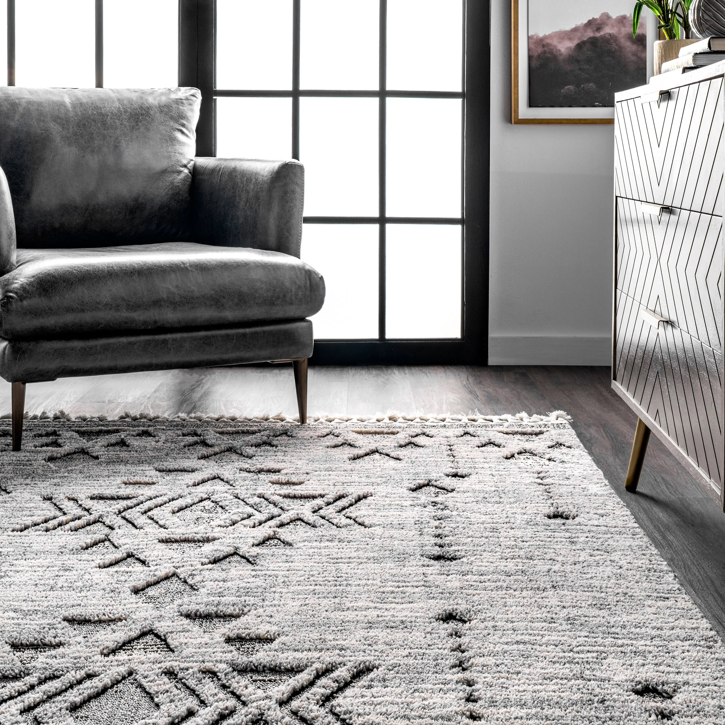 nuLOOM Sully Soft Snowflake Textured Tassel Area Rug