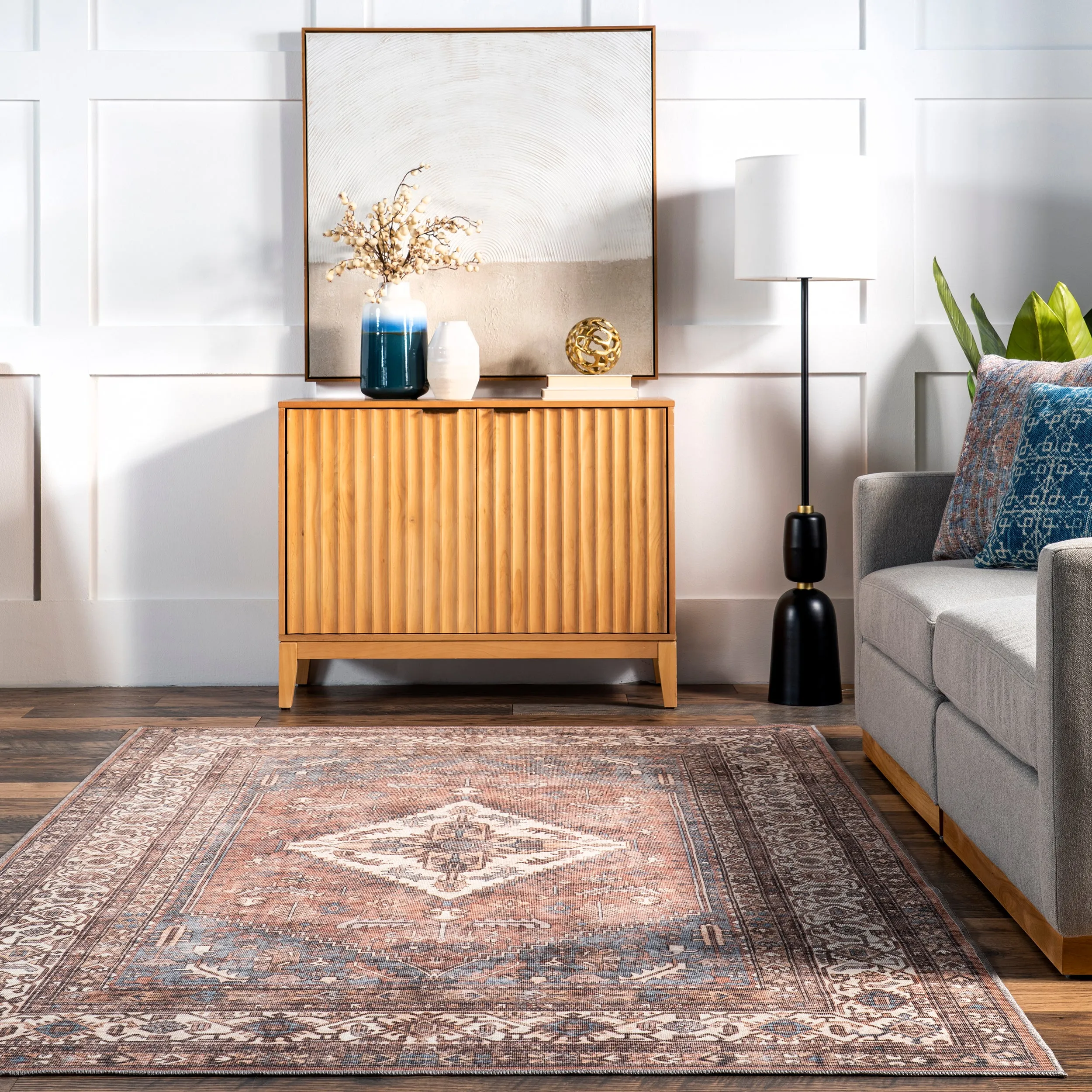 nuLOOM Tindra Persian Medallion Machine Washable Area Rug