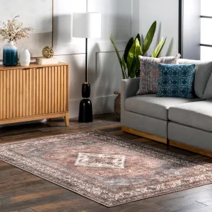 nuLOOM Tindra Persian Medallion Machine Washable Area Rug Area Rugs final clearance
