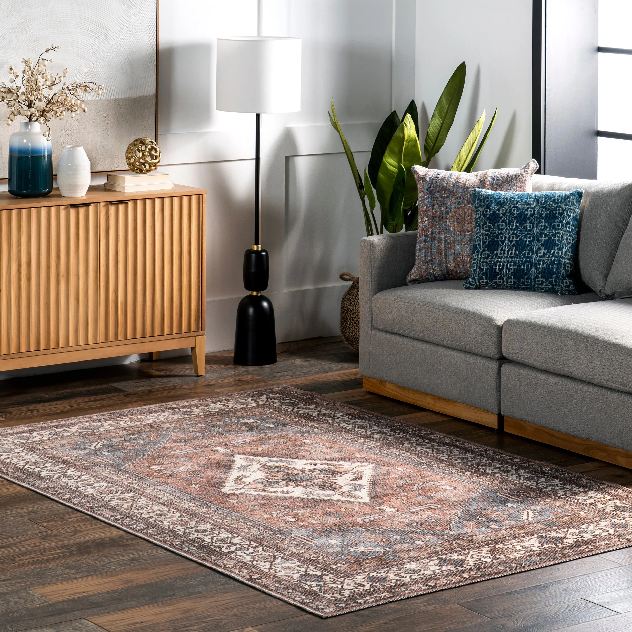 nuLOOM Tindra Persian Medallion Machine Washable Area Rug Area Rugs final clearance