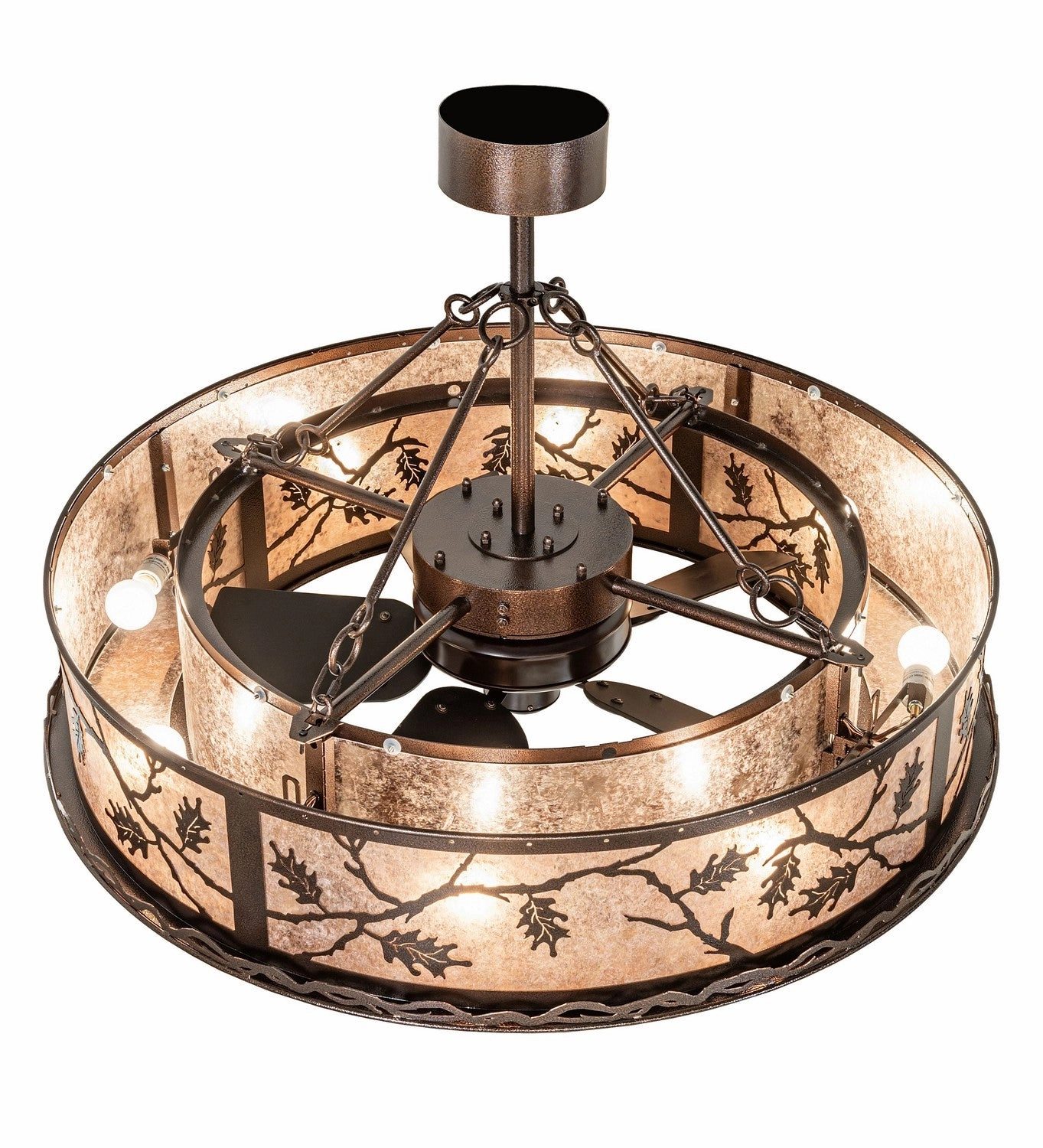 Oak Leaf 12 Light Chandel-Air Copper Vein Fandeliers at discount prices