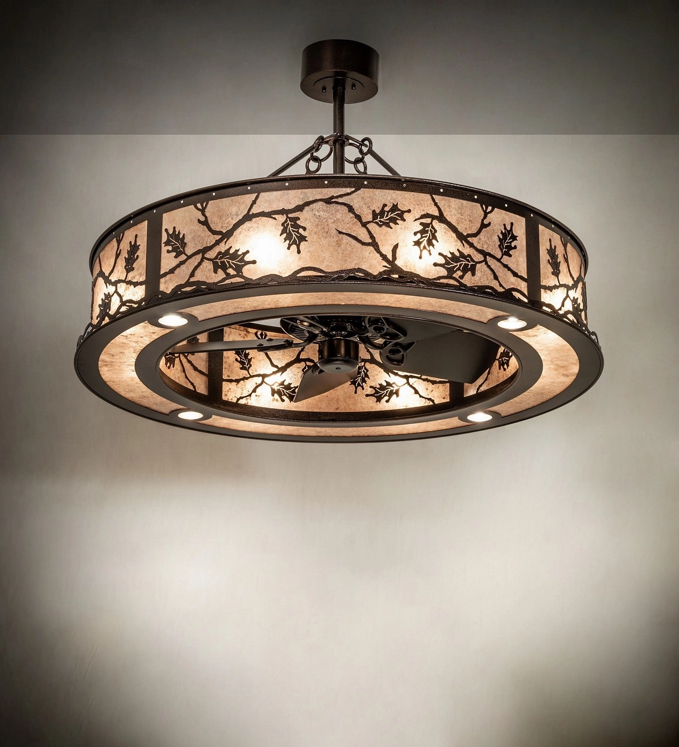 Oak Leaf 12 Light Chandel-Air Copper Vein Fandeliers at discount prices