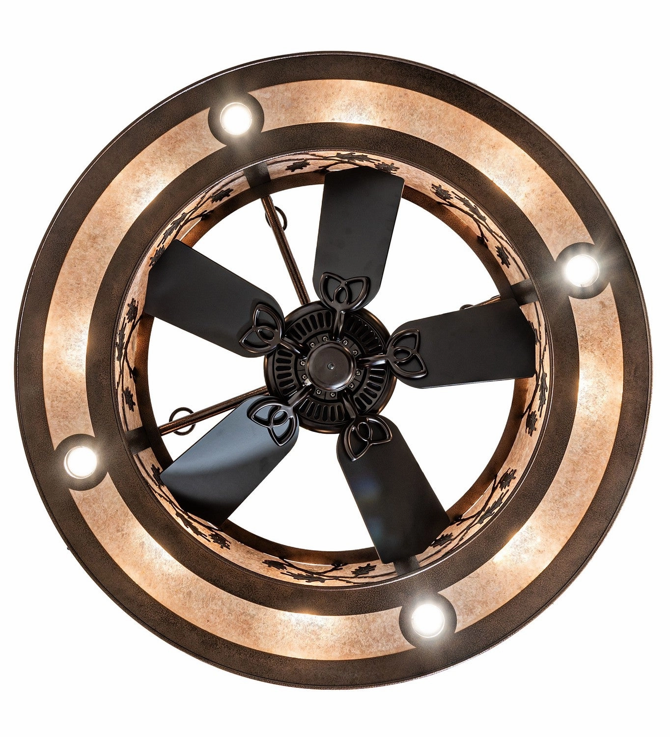 Oak Leaf 12 Light Chandel-Air Copper Vein Fandeliers at discount prices