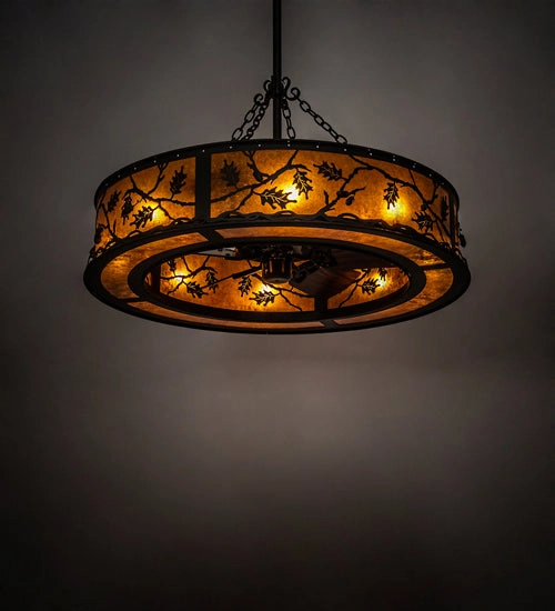 Oak Leaf & Acorn Eight Light Chandel-Air Fandeliers at discount prices