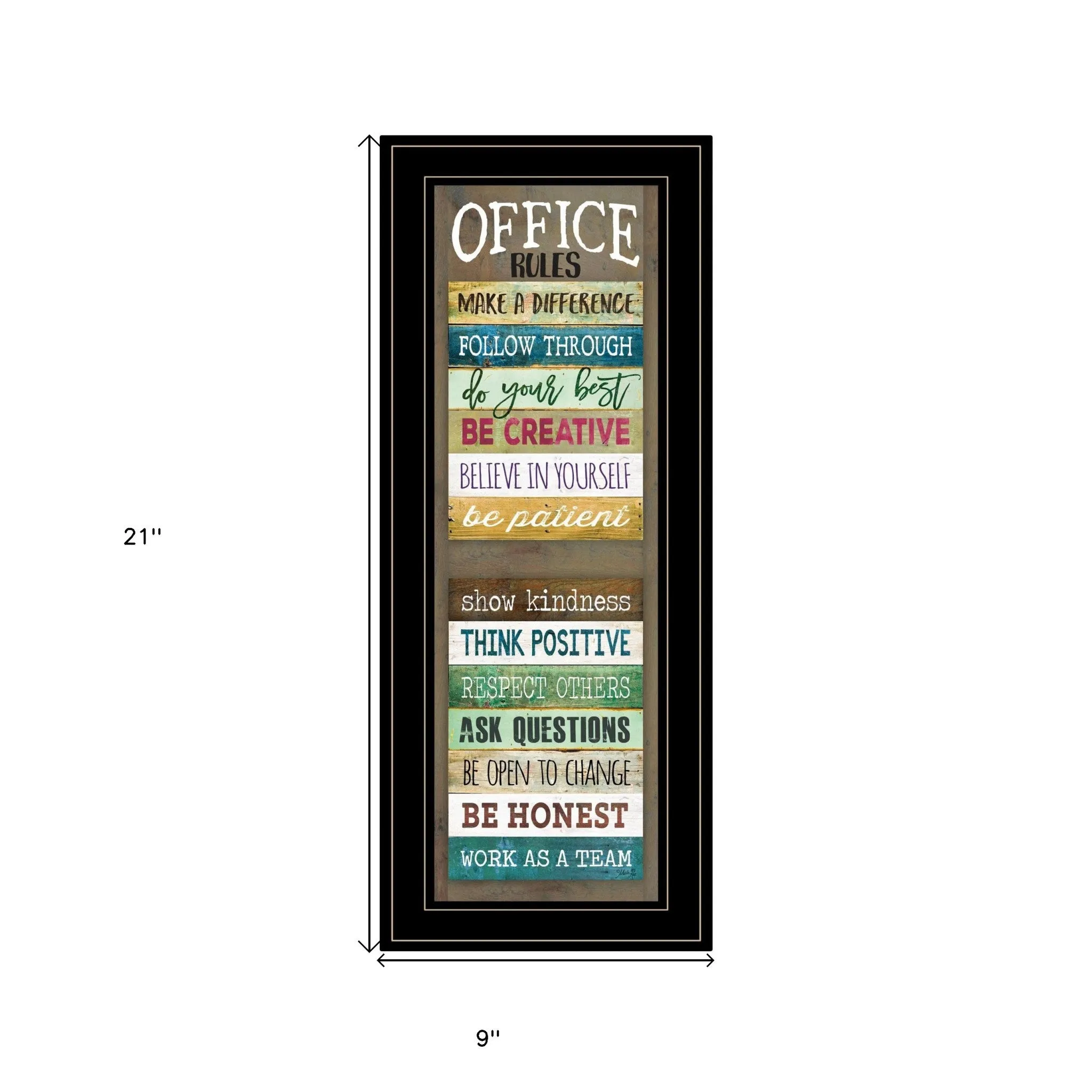 Office Rules 3 Black Framed Print Wall Art