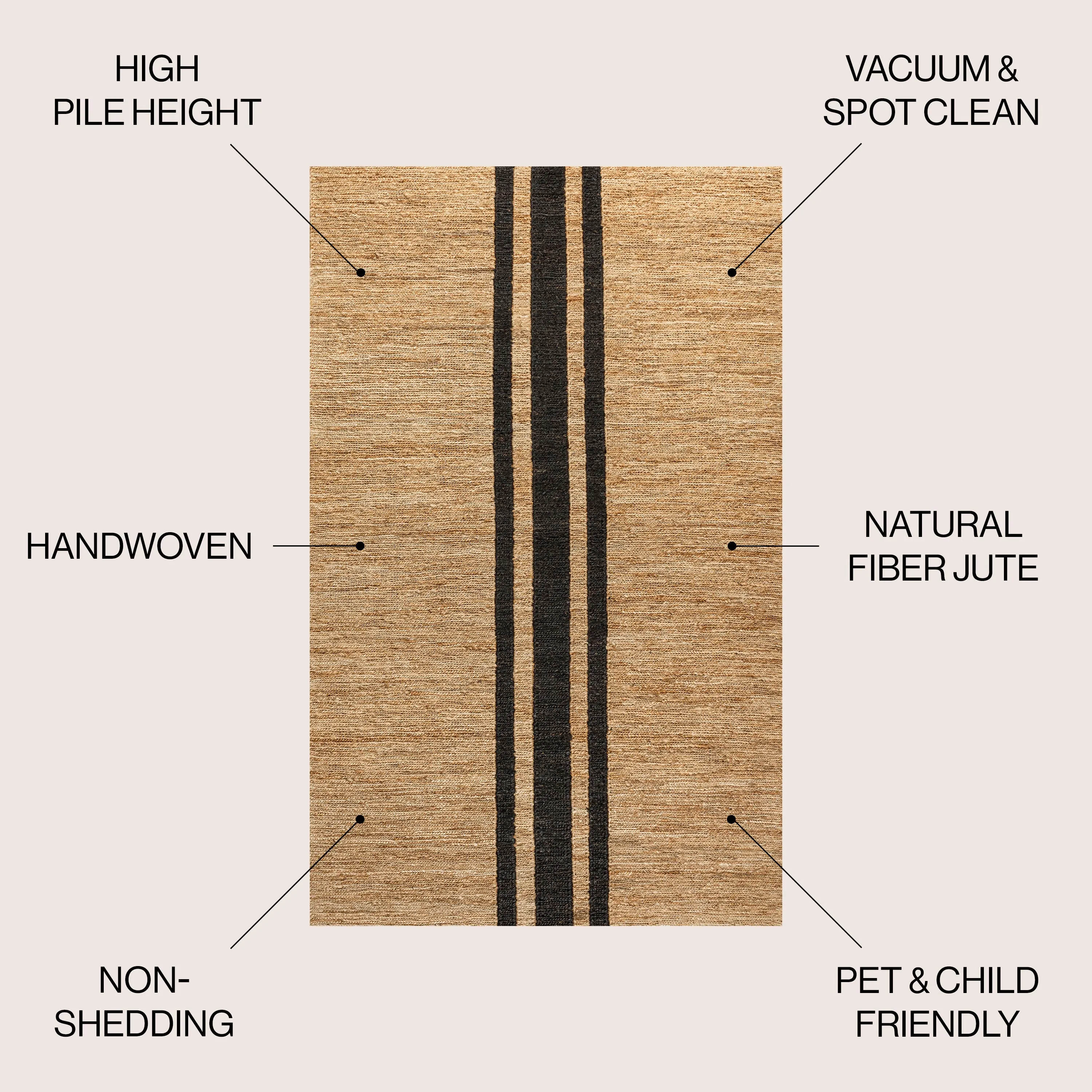 Olivier Beach House  Ticking Stripe Jute Area Rug