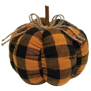 Orange & Black Buffalo Check Stuffed Pumpkin 6.5" Festive Decor online outlet