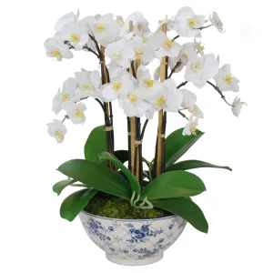 Orchid in Rose-Trellised Bowl Artificial Flowers Spring Refresh