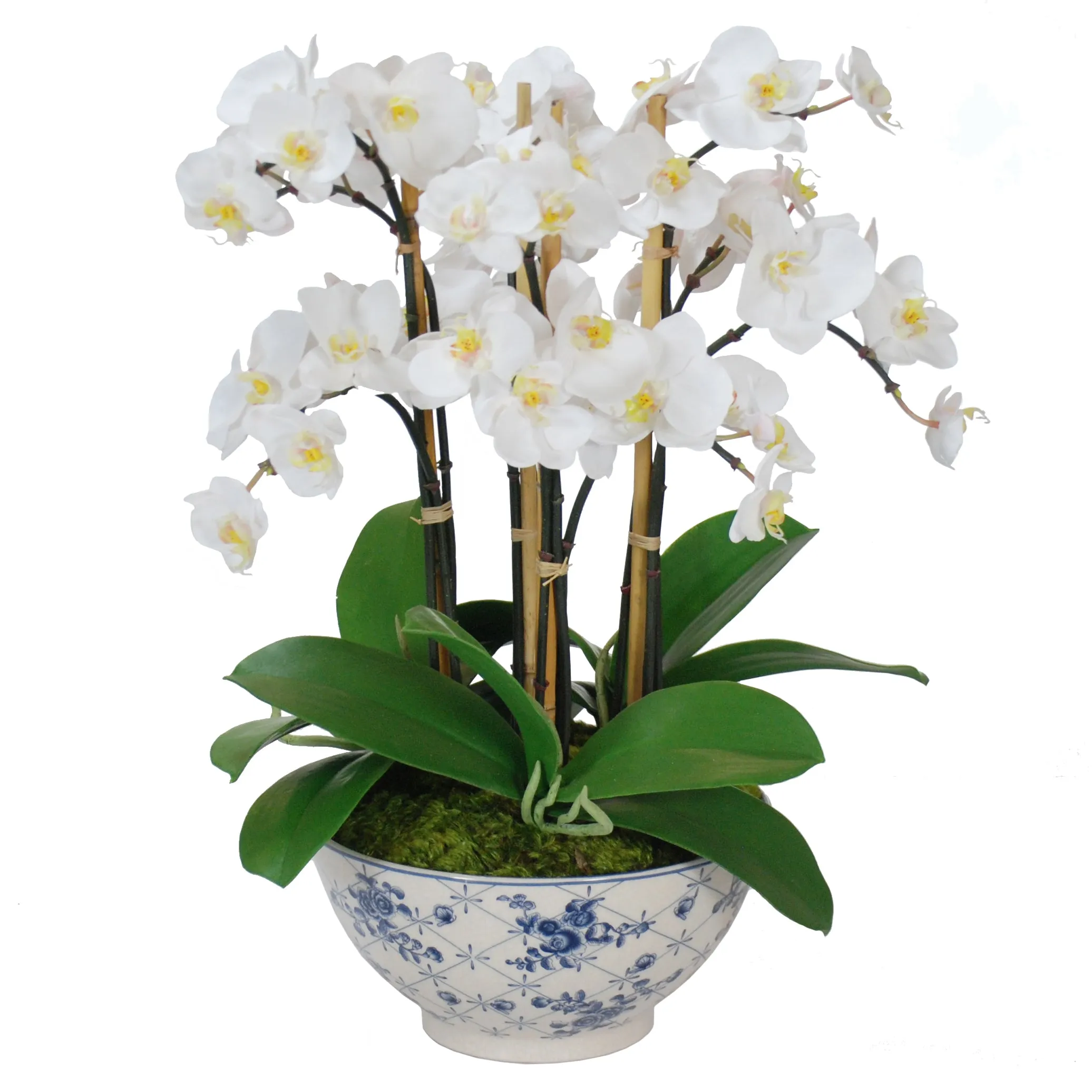 Orchid in Rose-Trellised Bowl Artificial Flowers Spring Refresh