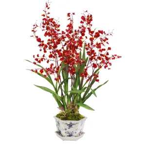 Orchid in Rose-Trellised Cachepot Artificial Flowers Spring Refresh