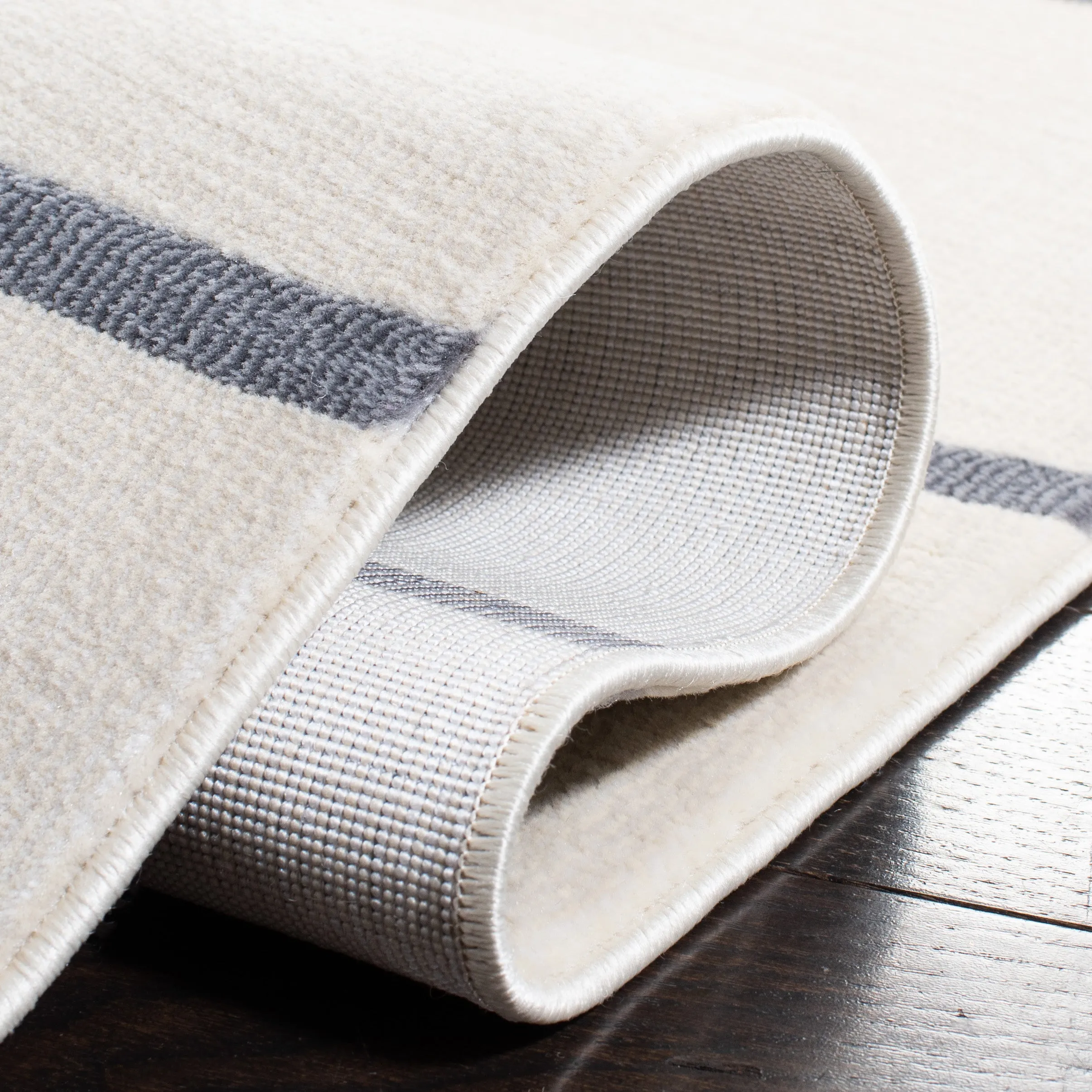Orwell Machine Made Area Rug, Ivory / Grey Contemporary Style Easy Care
