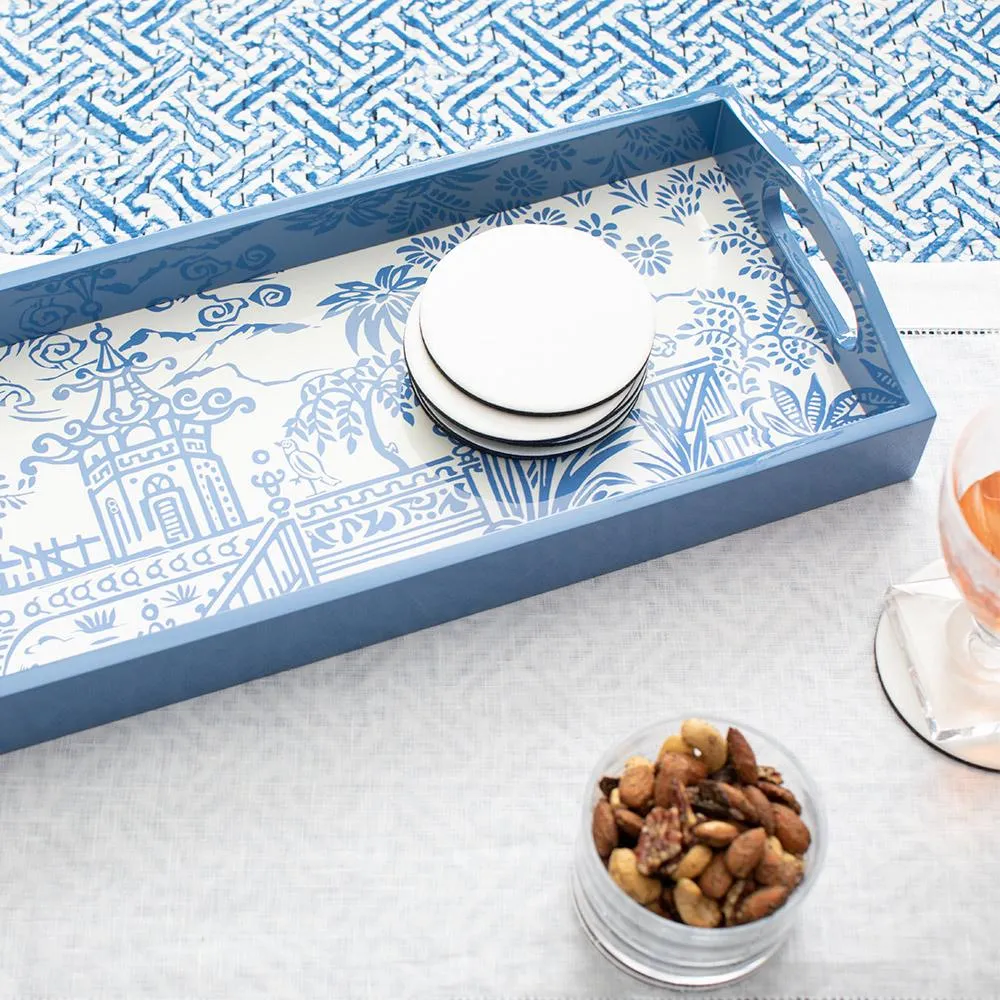 Pagoda Toile Lacquer Bar Tray Trinket Trays & Boxes cheap