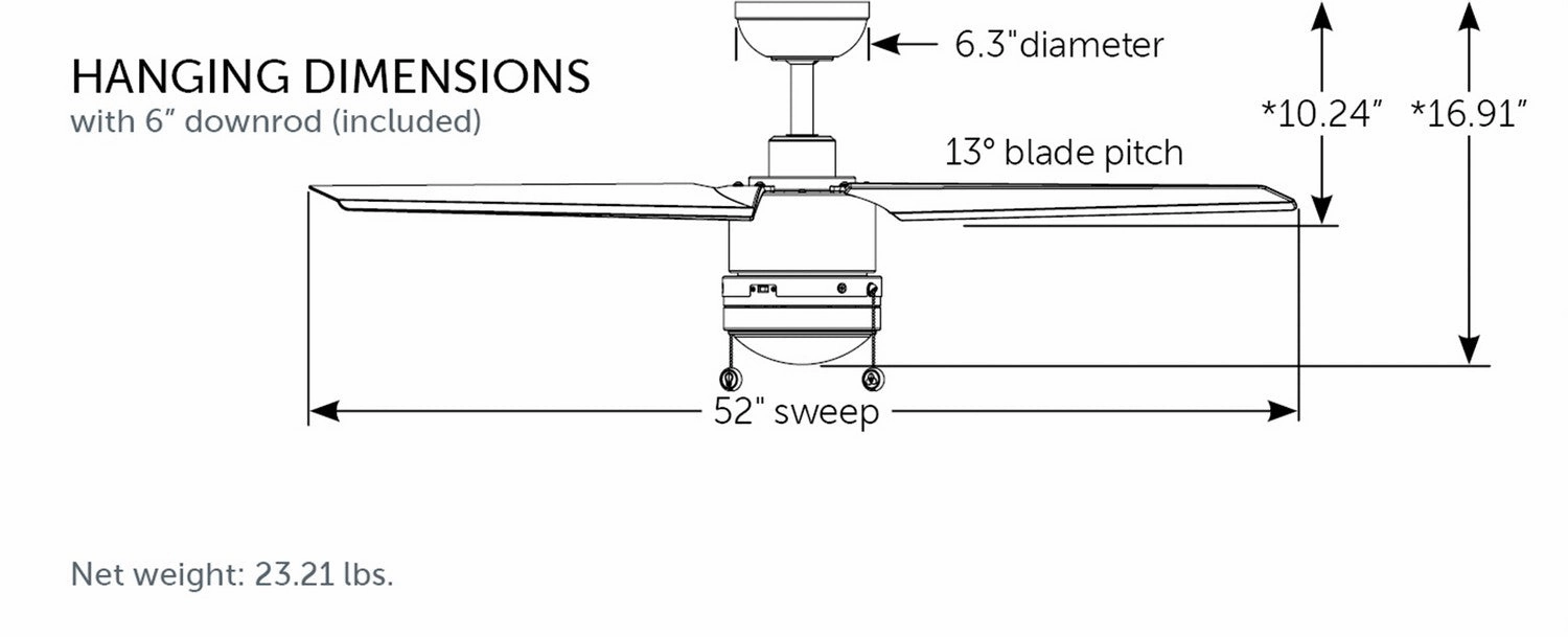 PC/DC L 52"Ceiling Fan Silver Exterior Fans special offers