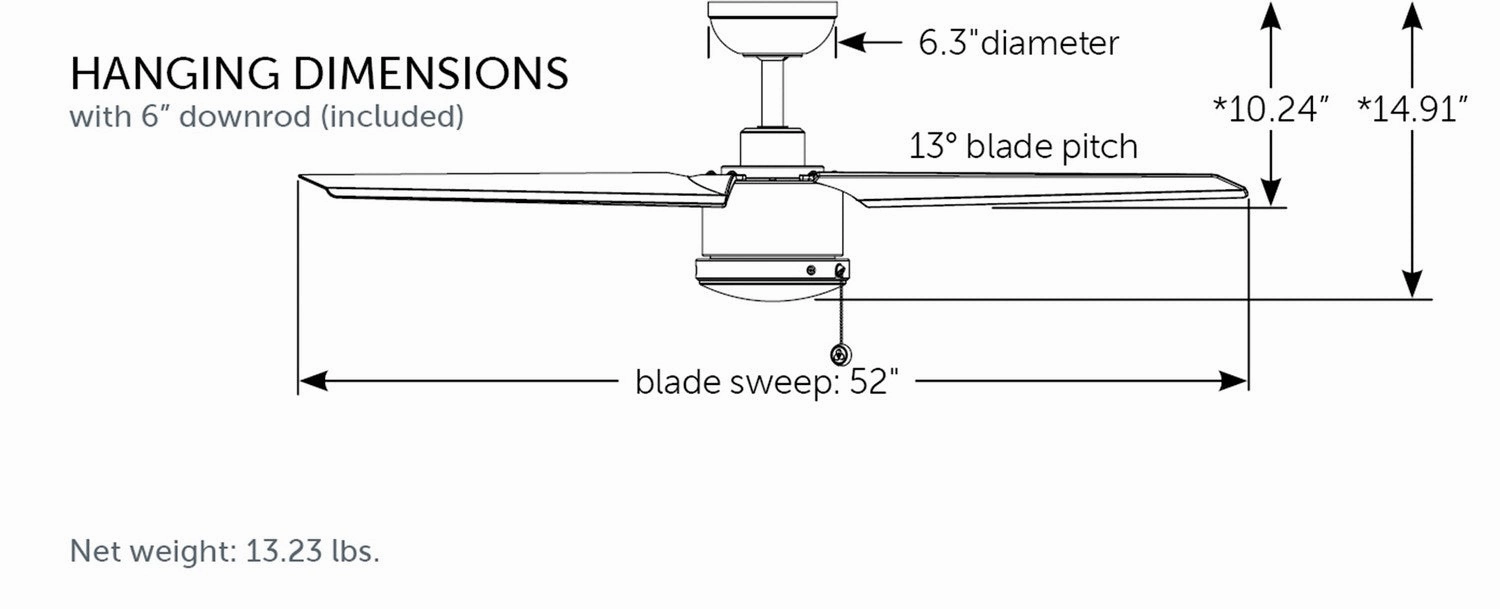 PC/DC NL 52"Ceiling Fan Silver Exterior Fans special offers
