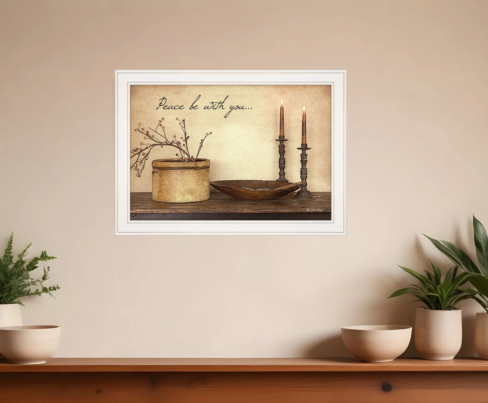 Peace Be with You 4 White Framed Print Wall Art Cheap Wall Mirrors & Decor