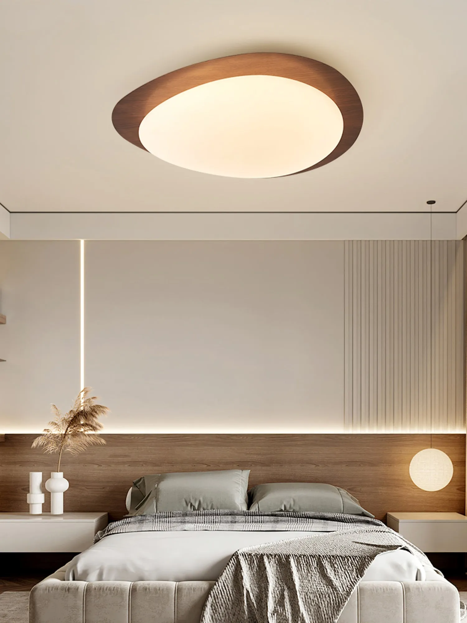 Pebble Walnut Ceiling Light