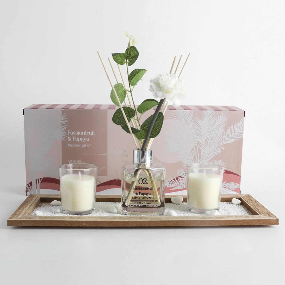 Pebble Bay 02 Candle & Diffuser Set Pink Passionfruit & Papaya Neobee Home Fragrance discount