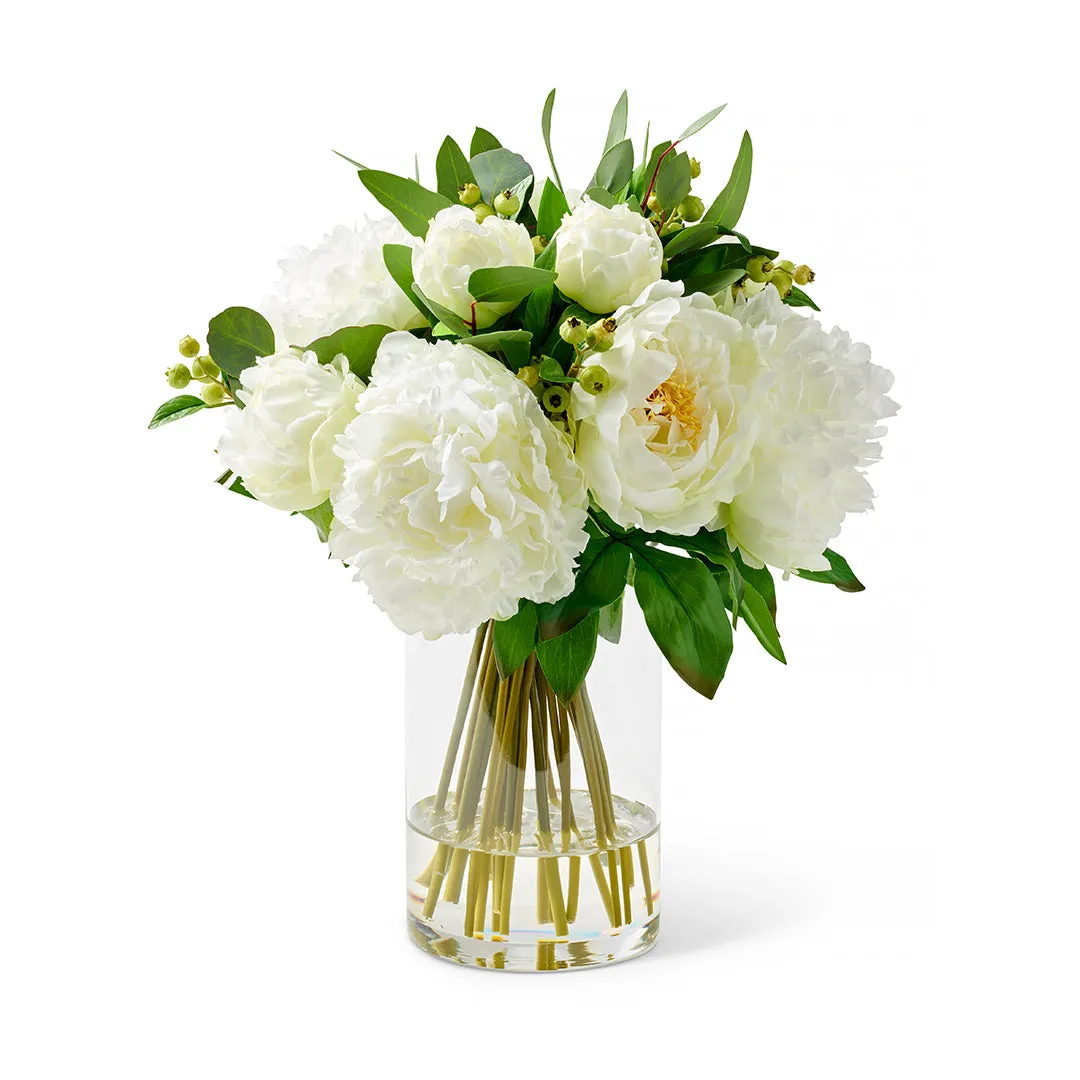 Peony Bouquet in Glass Vase Artificial Flowers Spring Refresh