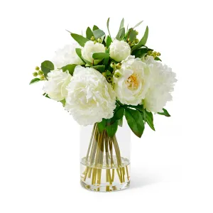 Peony Bouquet in Glass Vase Artificial Flowers Spring Refresh