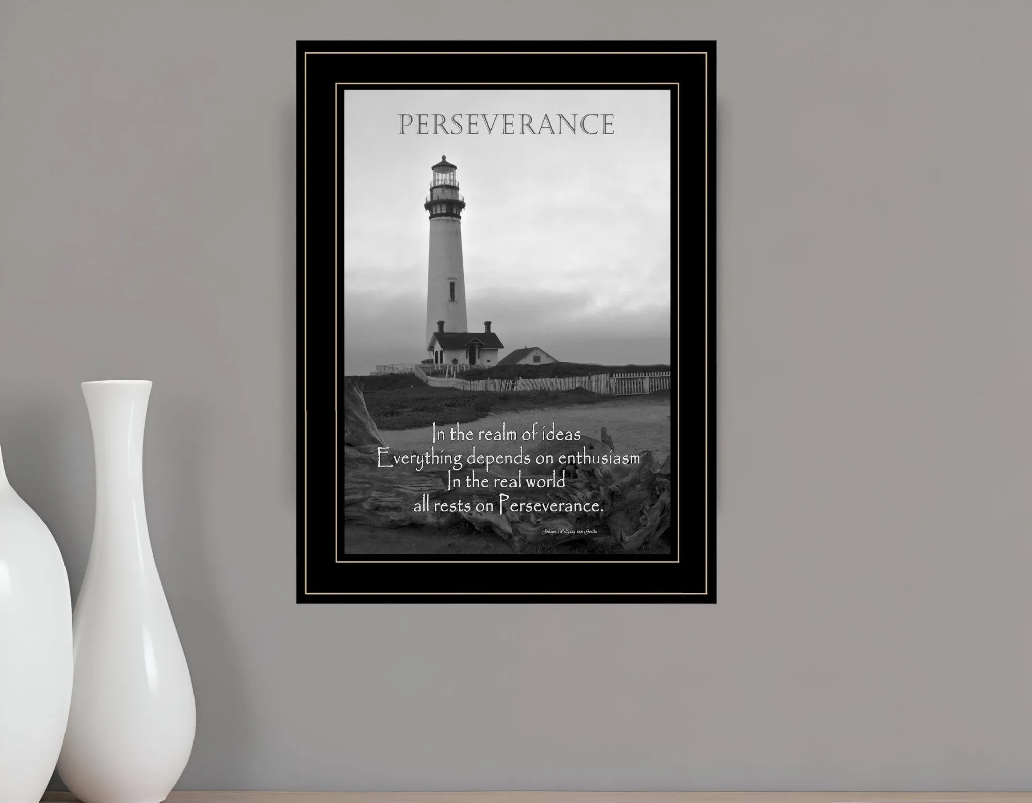 Perseverance Grayscale 2 Black Framed Print Wall Art Cheap Wall Mirrors & Decor