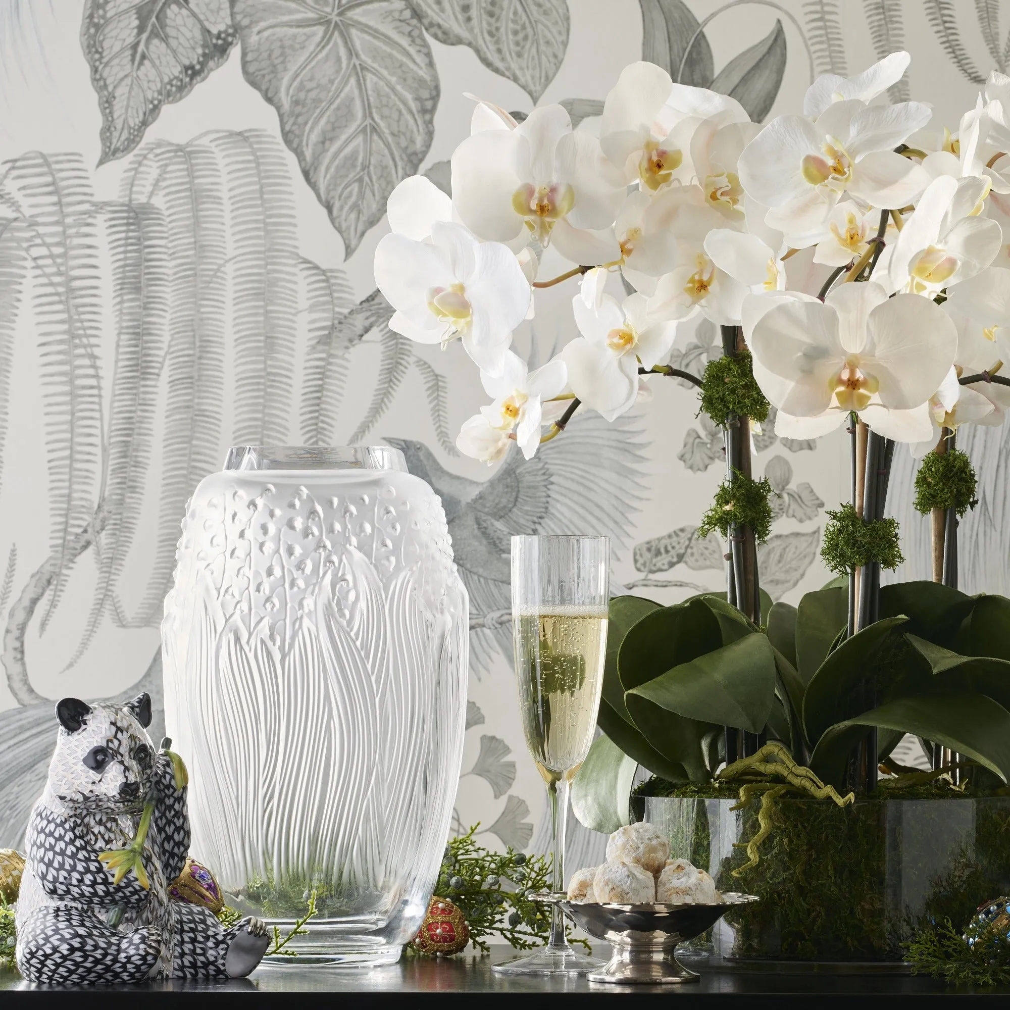 Phalaenopsis In Low Cylinder Vase Faux Florals Wreaths hot price