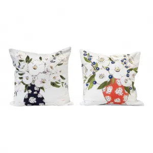 Pillow With Florals And Patterned Back In White Throw Pillows sofa decor deals