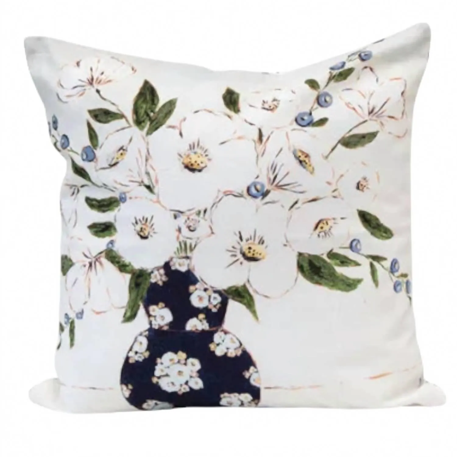 Pillow With Florals And Patterned Back In White