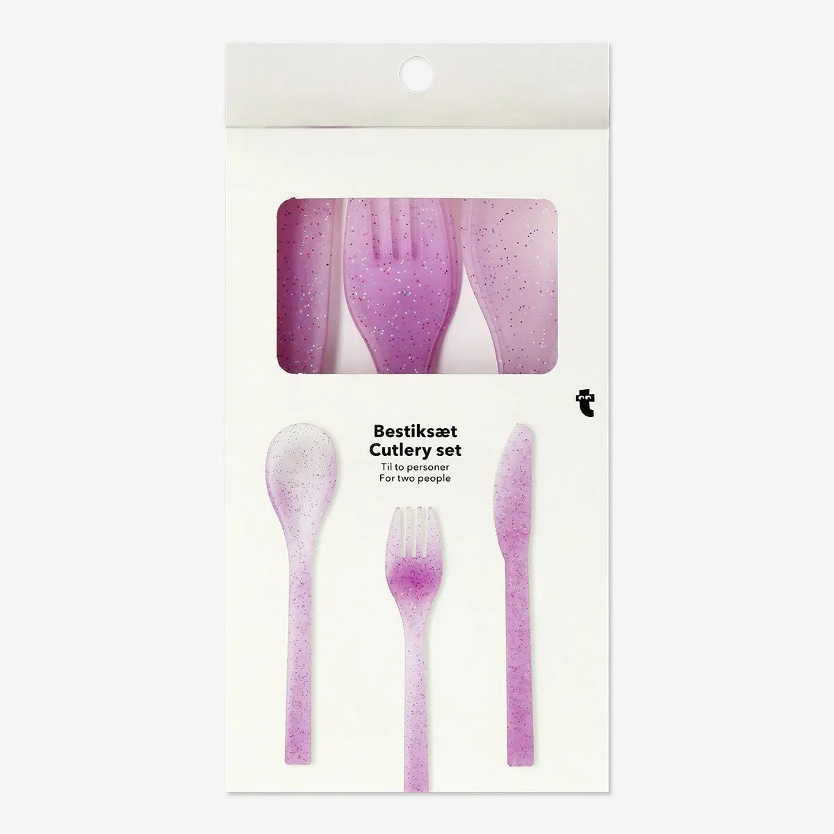 Pink plastic cutlery set - 6 pcs