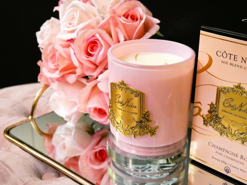 Pink Champagne Candle Gold 450g
