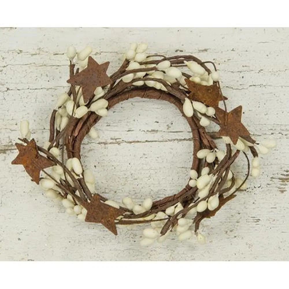 Pip Berry Ring With Stars Ivory 2" Unique Seasonal Decor store