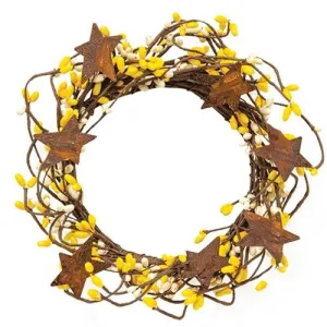 Pip Berry Ring With Stars Yellow & Cream 4" Sale on Holiday Decorations