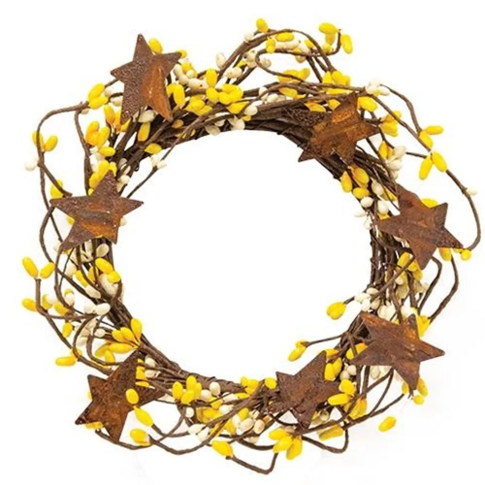 Pip Berry Ring With Stars Yellow & Cream 4" Sale on Holiday Decorations