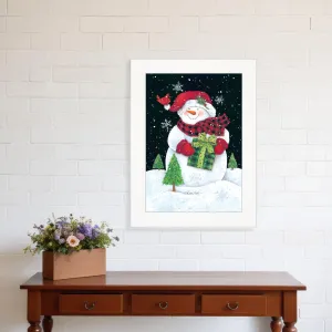 Plaid Stocking Hat Snowman White Framed Print Wall Art Buy Wall Decor with deals