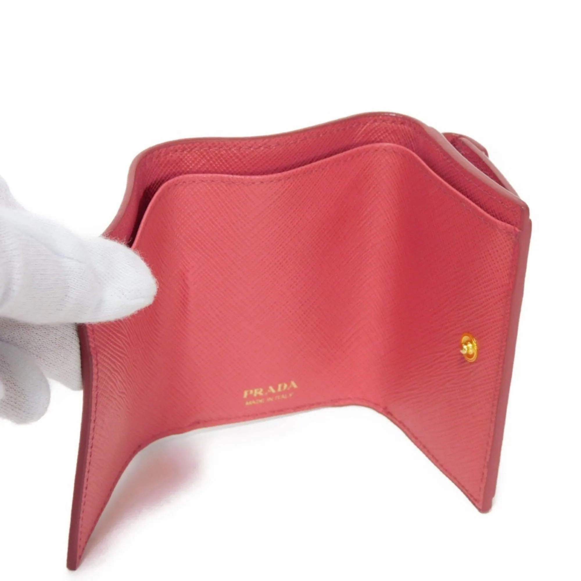 Prada Peonia pink Leather Wallet (Tri-Fold) (Pre-Owned)