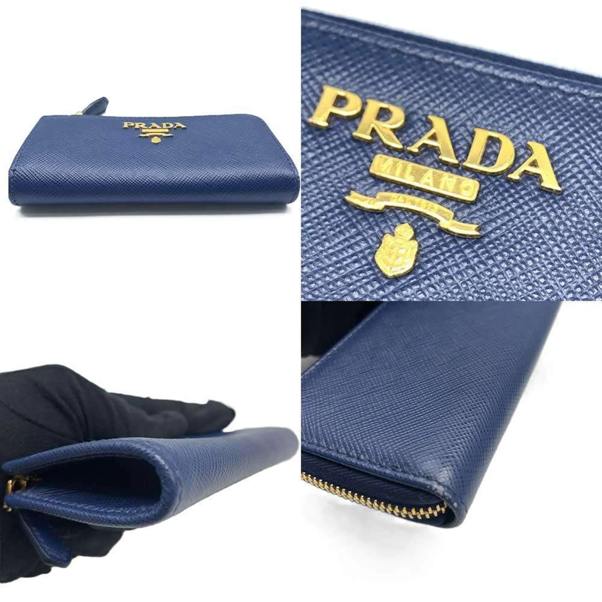 Prada Saffiano Triangle Long Wallet (Bi-Fold) (Pre-Owned)