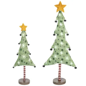 Puffy Tree Set Of 2 In Green Seasonal Decor Clearance