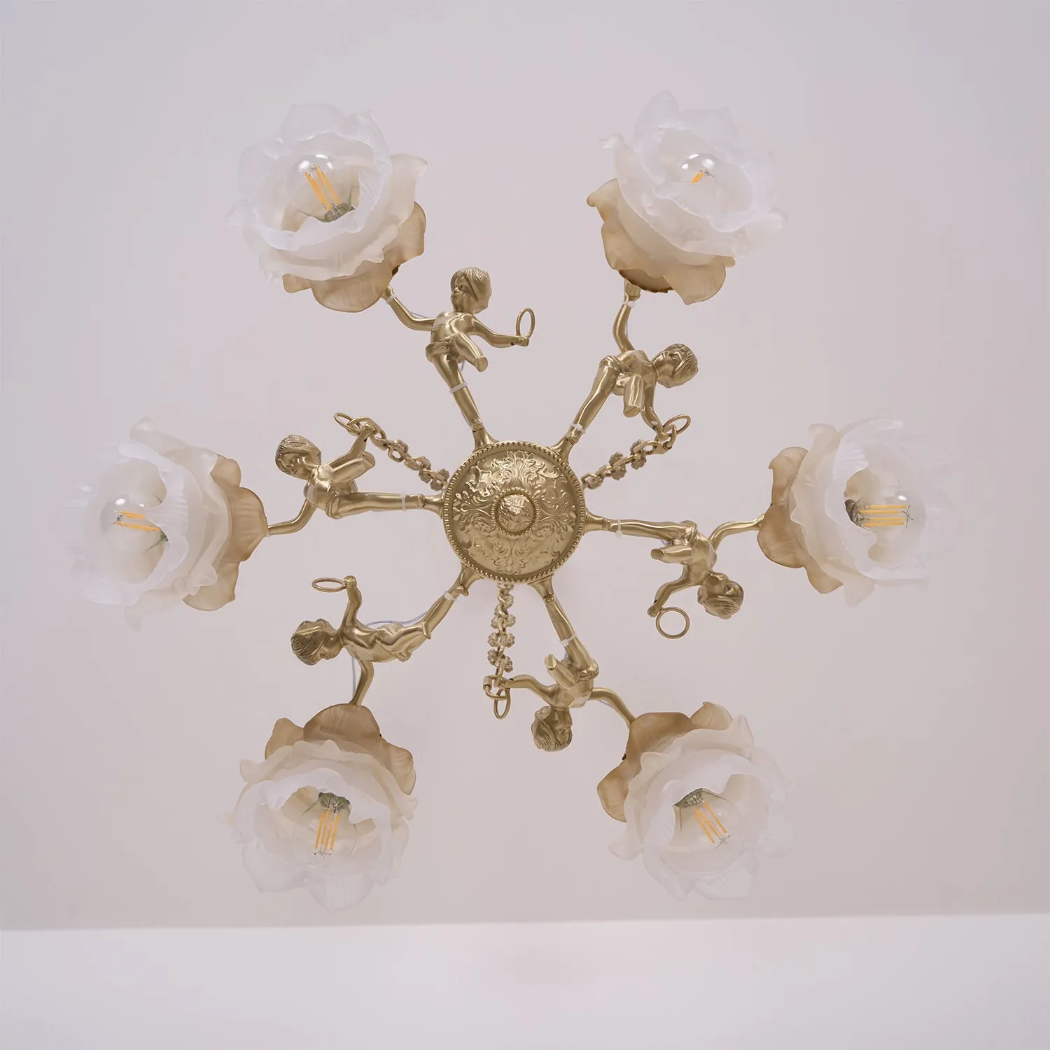 Putti Statuettes Brass Suspension