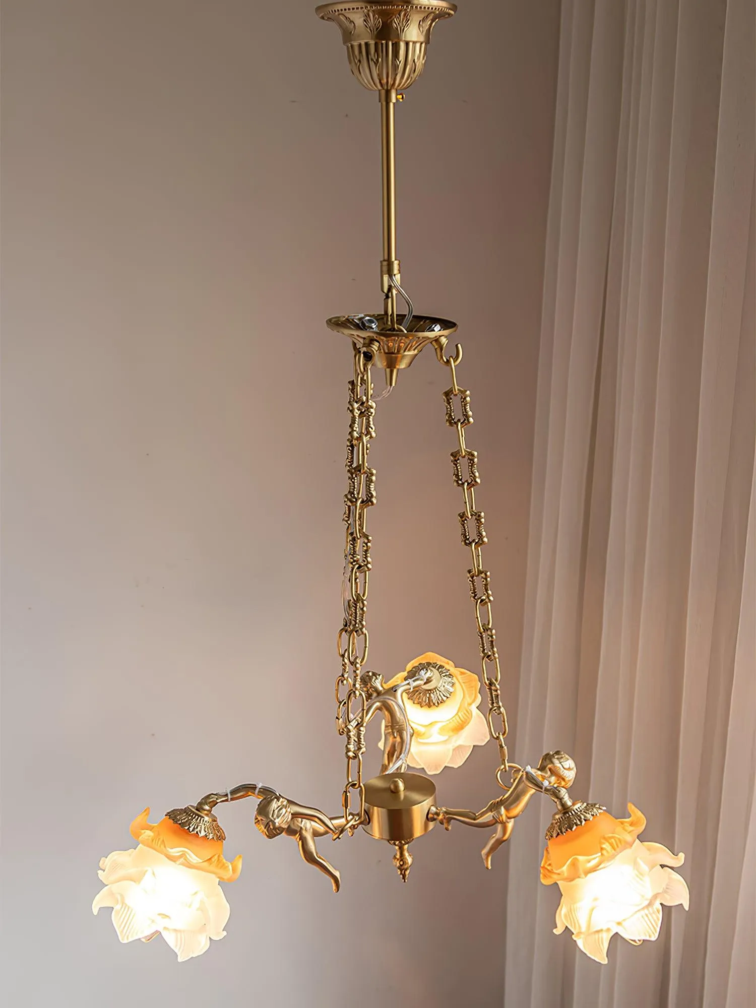 Putti Statuettes Brass Suspension