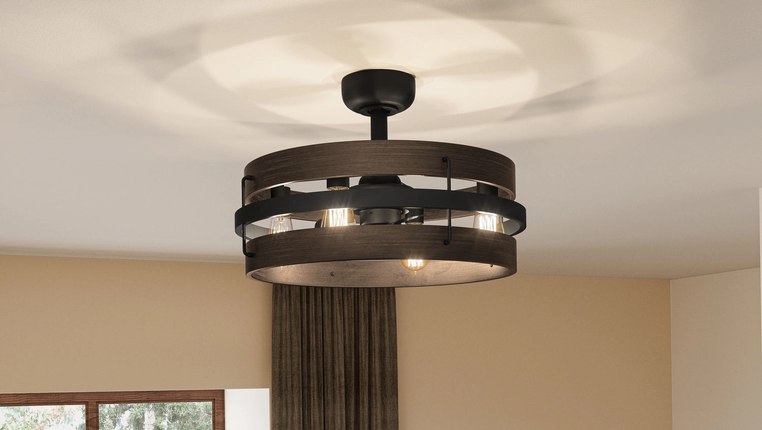 Quoizel Fandelier Four Light Fandelier Matte Black Mini Ceiling Fans promo