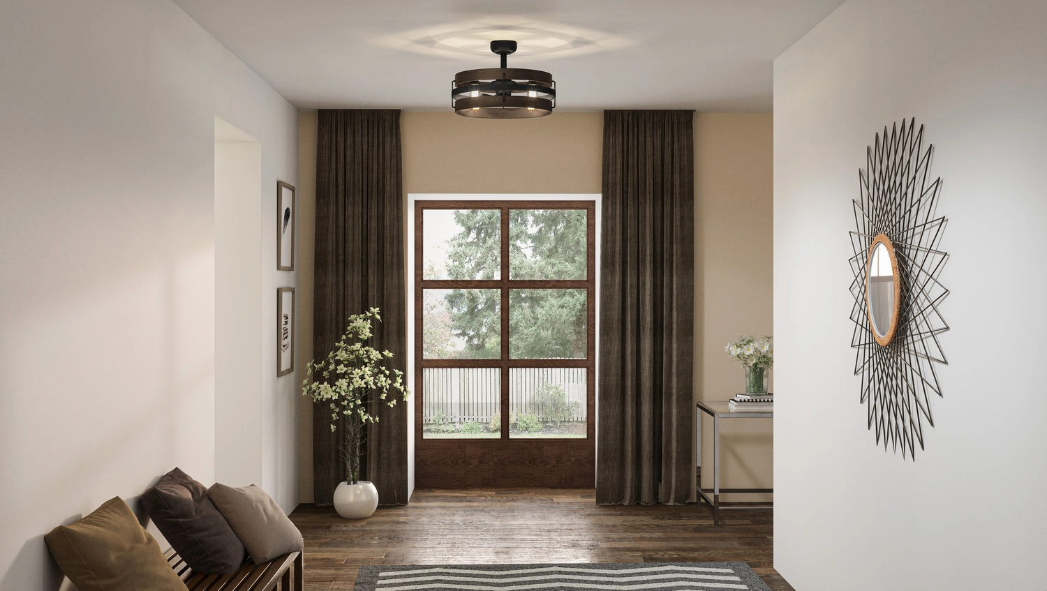 Quoizel Fandelier Four Light Fandelier Matte Black Mini Ceiling Fans promo
