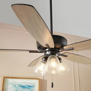 Quorum Breeze 70525-369 Ceiling Fan 52 in. - Textured Black, Matte Black/Weathered Oak Hugger Ceiling Fans deals