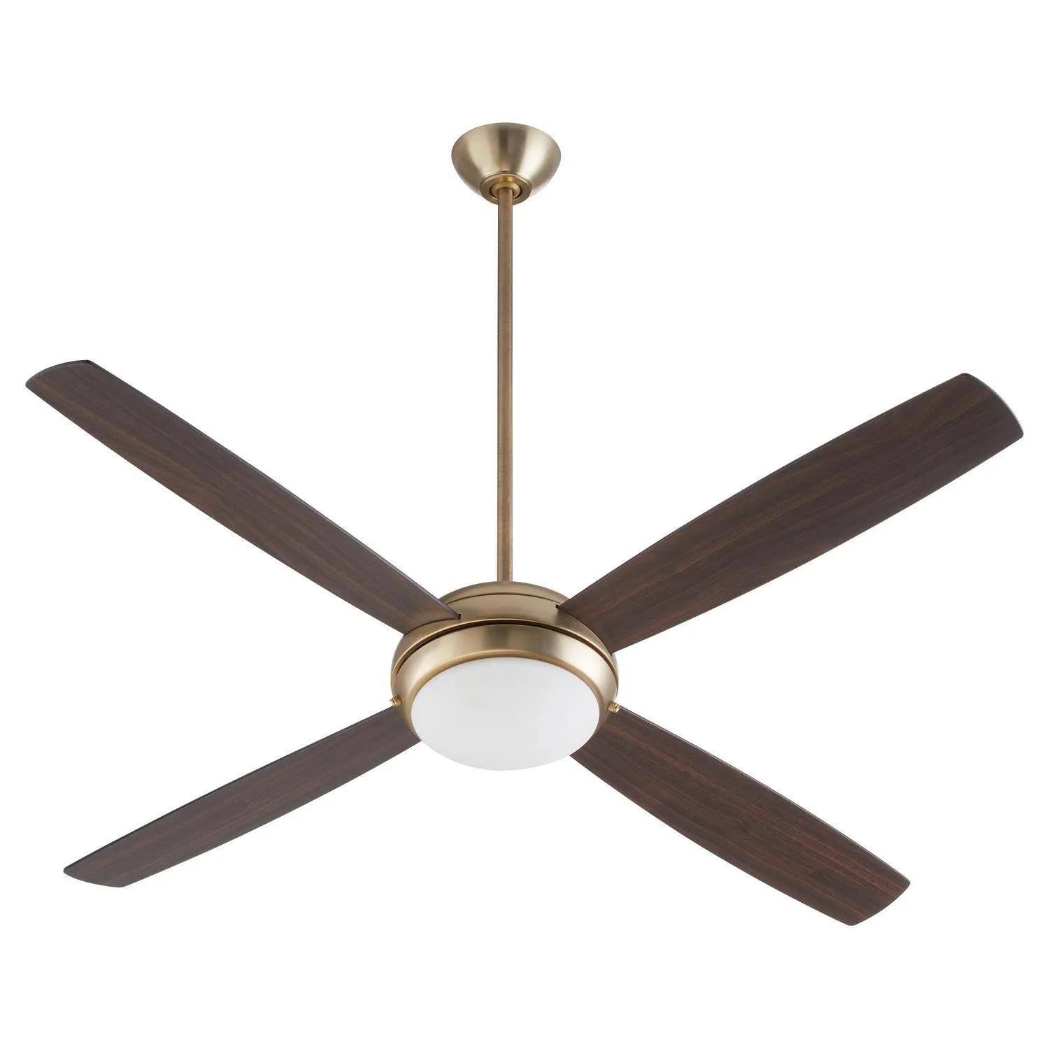 Quorum Expo 20604-80 Ceiling Fan - Aged Brass, Matte Black/Walnut Flushmount Fans low price