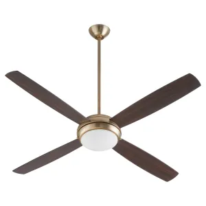 Quorum Expo 20604-80 Ceiling Fan - Aged Brass, Matte Black/Walnut Flushmount Fans low price